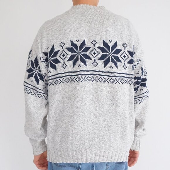 Vintage Fieldmaster Wool Cotton Sweater Grey Nordic Cabincore Winter Large - Picture 2 of 10